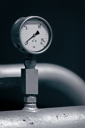 Pressure meter with metal pipe in petrol industryの写真素材