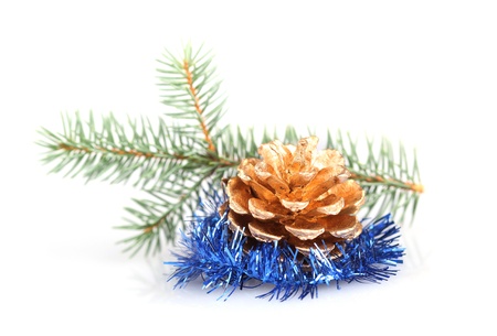 Christmas decoration with cone and pine branchの写真素材