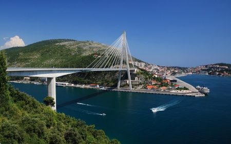 Modern Franjo Tudman Bridge, Dubrovnikの写真素材