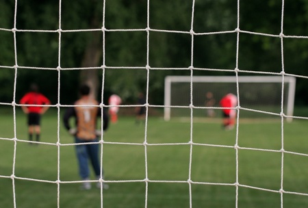 Footballfield throw soccernetの写真素材