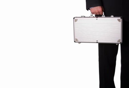 Business man with metal suitcaseの写真素材