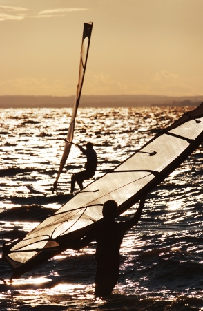 Windsurf competition in Hungary on Balaton lakeの写真素材