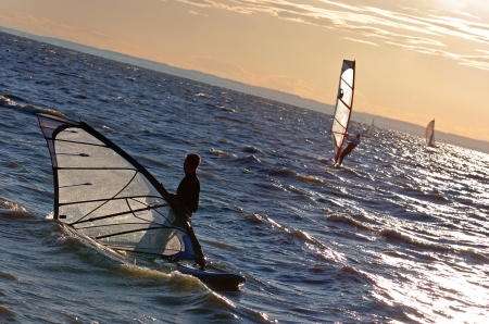 Windsurf competition in Hungary on Balaton lakeのeditorial素材