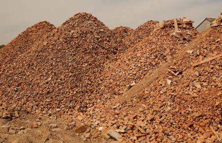 Crushed pound stone mound quarryの写真素材