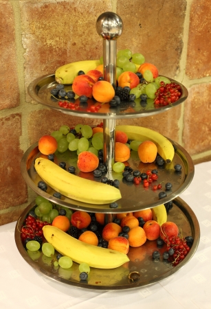Fruit bowl full of ripe fruitsの写真素材