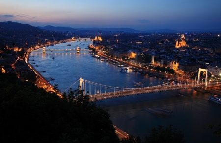 Budapest and Danube at nightの写真素材
