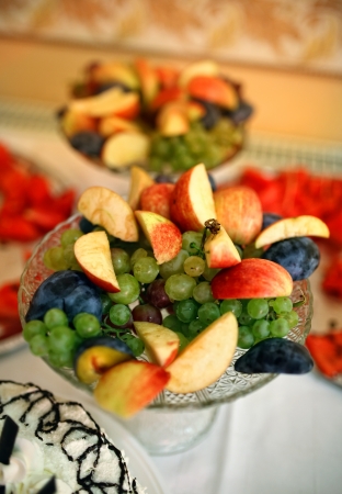 Fruit bowl full of ripe fruitsの写真素材