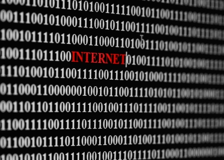 Internet word among digital numbersの写真素材