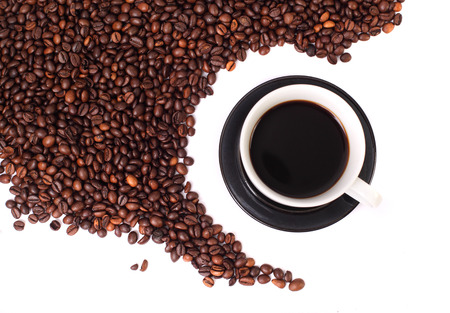 Coffee and beans isolated on a white backgroundの写真素材
