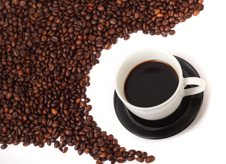 Coffee and beans isolated on a white backgroundの写真素材
