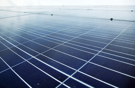 Detail of blue solar panelsの写真素材
