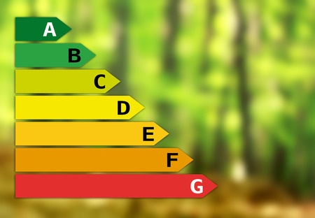 Energy effectivity chart against nature backgroundの写真素材