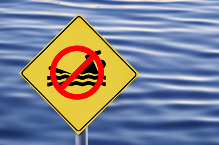 No swimming allowed in water labelの写真素材