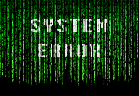 Green matrix background with text system failureの写真素材