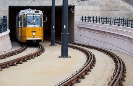 Yellow tram in Budapest, Hungaryのeditorial素材