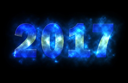 2017 year with glowing text effectの写真素材