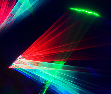 Colorful laser lights lines on black