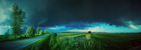 Dangerous supercell countryside panoramic viewの写真素材