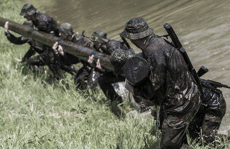 Hungary, Orfu - May 02, 2018: Elite Challenge is a program designed both for civilians and professionals who want to try out what it feels like to get through Special Forces selectionのeditorial素材