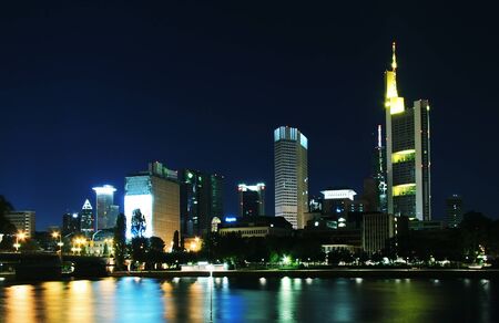 Frankfurt am Main cityscape at nightの写真素材