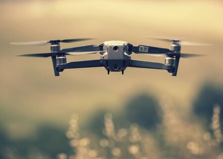 Flying drone outdoor in natureの写真素材