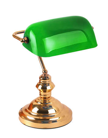 Classic style bankers lamp isolated on whiteの写真素材
