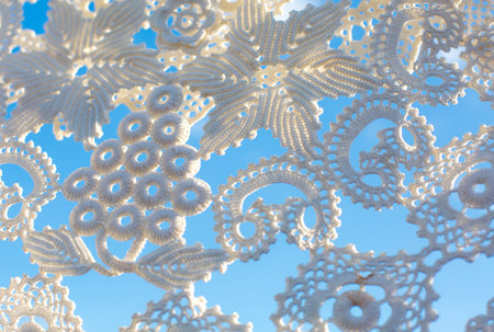 Detail of lace pattern in folk art styleの写真素材