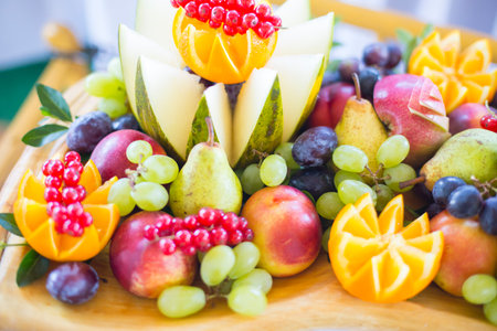 Colorful and varios heap of fruitsの写真素材