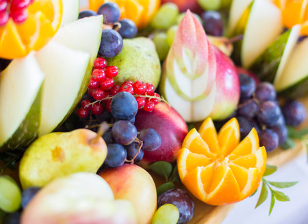 Colorful and varios heap of fruitsの写真素材