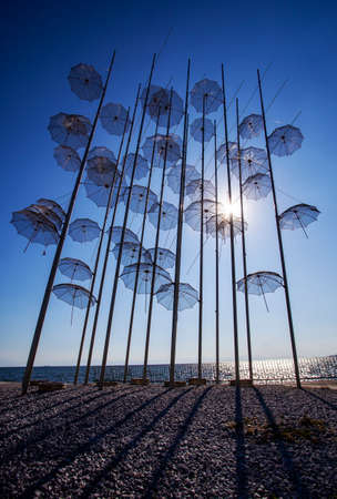 Umbrella art statue in Thessaloniki Greeceのeditorial素材