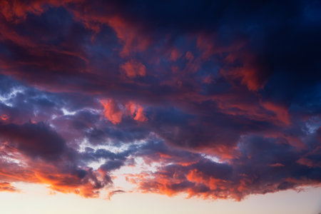 Colorful cloudscape after storm and sunsetの写真素材