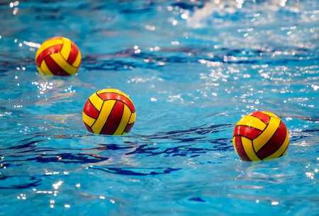 Colorful water ball in swimming poolの写真素材