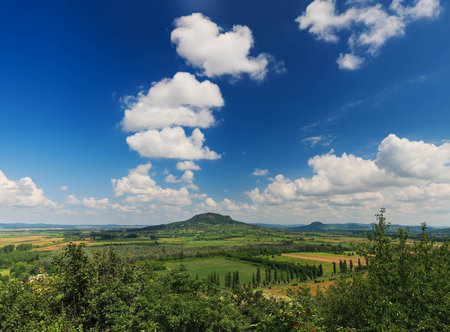 Beautiful Balaton uplands from Szigliget castle in panoramic viewの写真素材