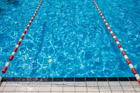 Sport swimming pool water surface nobody in waterの写真素材