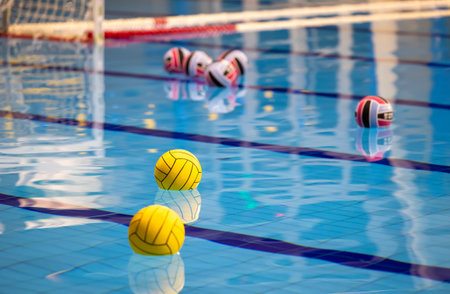Colorful water balls in swimming poolの写真素材