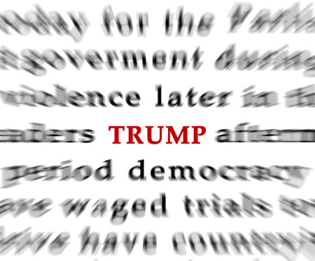 Newspaper words with Trump isolated focusの写真素材