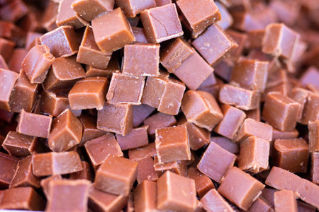 Heap of sweet chocolate cubes
