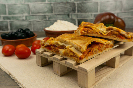 typical spanish tuna empanadaの写真素材