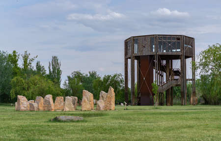 views of the alfranca park in zaragoza spainの写真素材