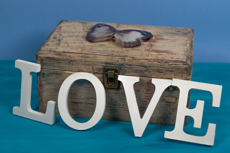 white love letters with different backgrounds and accessoriesの写真素材