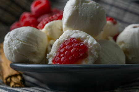 fresh goat cheese balls stuffed with raspberry exquisite dessert