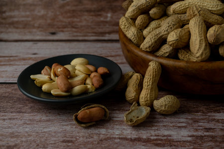 group of peanuts arranged in a circle with copy space in the center