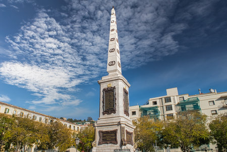 malaga,spain, july 16, 2022 plaza de la merced a cloudy day with blue skyのeditorial素材
