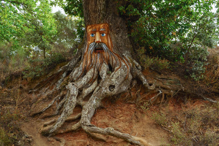 03/10/2022 parauta malaga enchanted forest bearded man carved on a tree