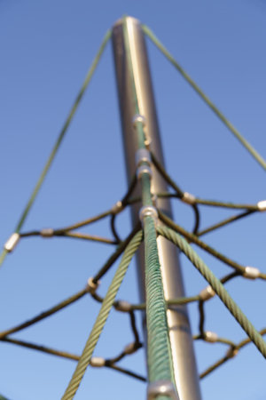 rope swing for climbing in the parkの写真素材