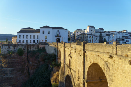 Puente Nuevo bridge in Ronda, Spain, connecting districts, is a breathtaking architectural marvelの写真素材