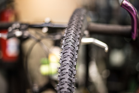 detail of the tyre of a bike