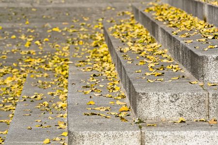 Autumn print over the ancient stone in the city of Avila, Spain. Soft focus applied.の写真素材