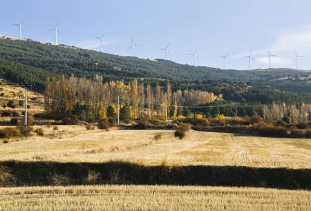 Wind turbines over the horizon.の写真素材