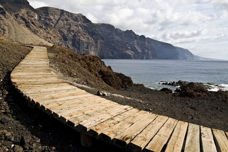 Footpath over the cliffs in Tenrife island, Spainの写真素材